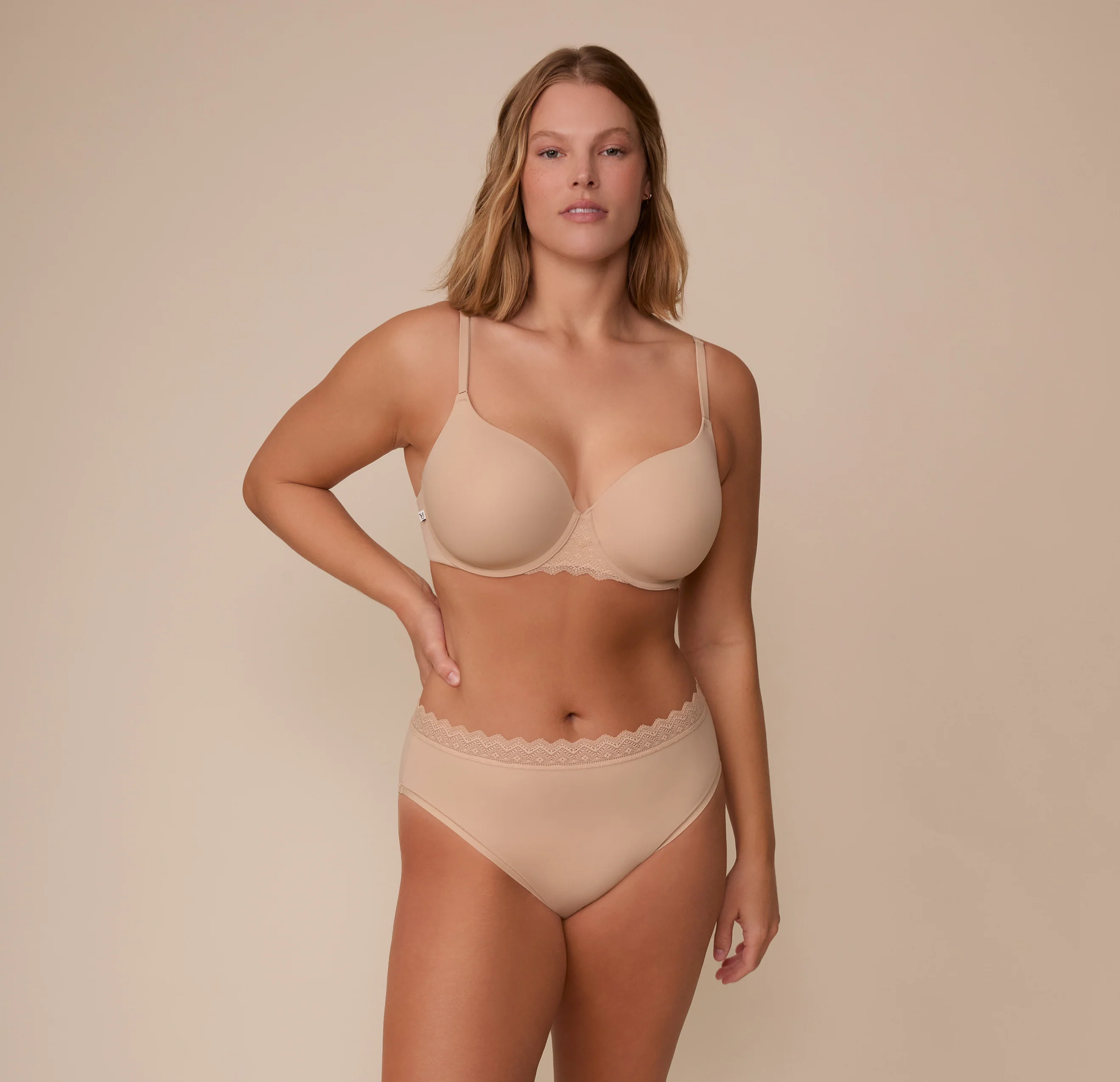 Base Lace T-Shirt Bra - Beige - Image 5