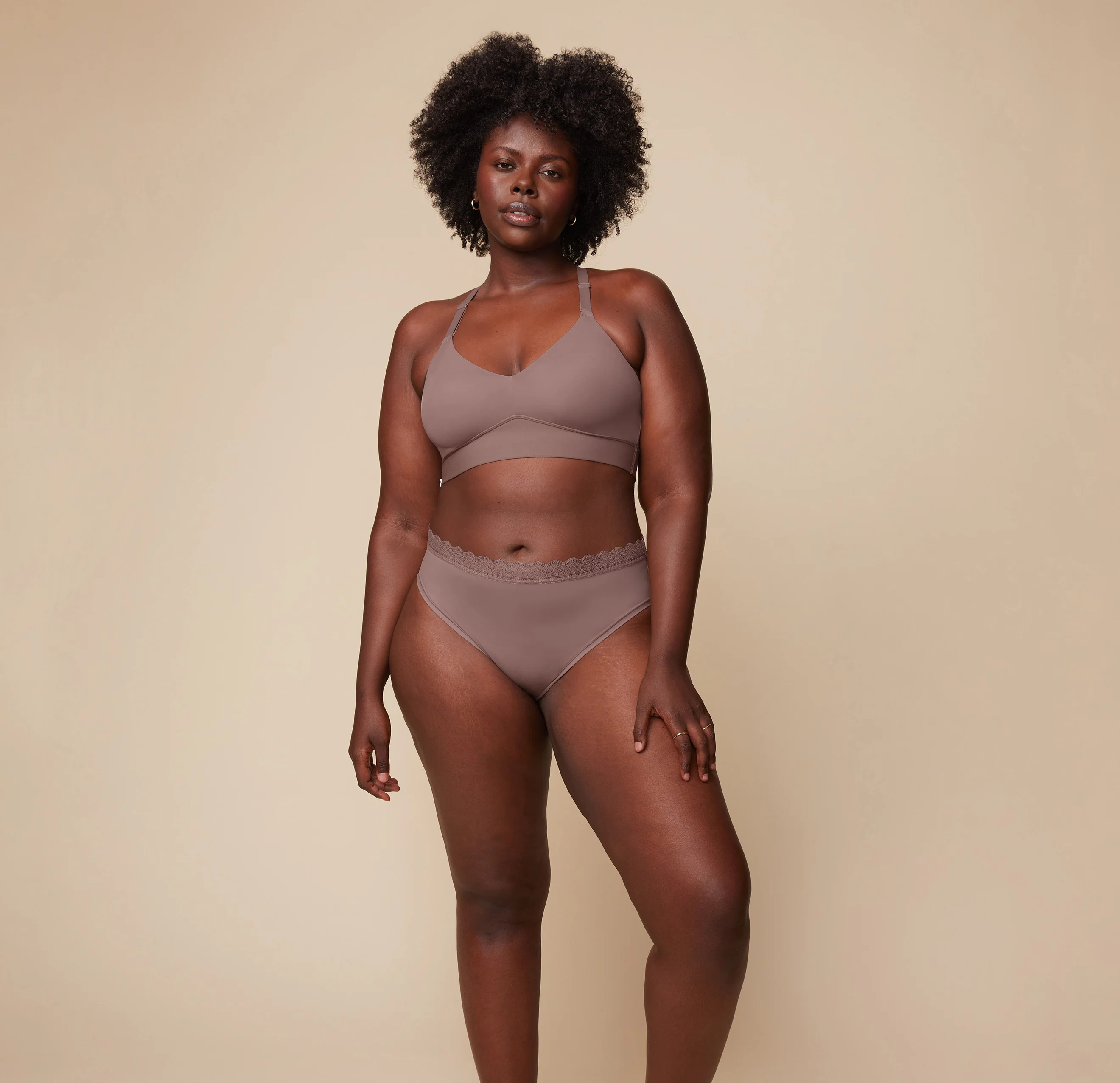 Bliss Lace Halterneck Bralette - Mauve - Image 5