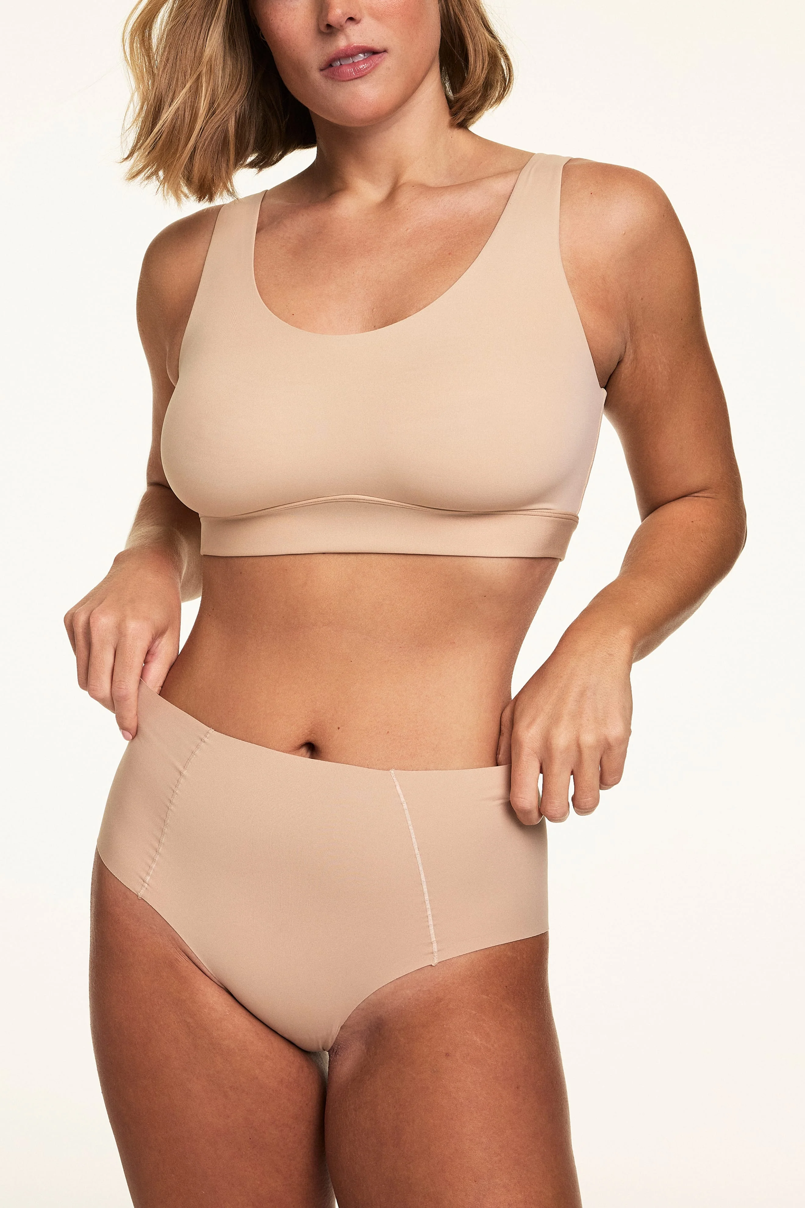 Invisible No Show Highwaist Brief - Beige - Image 4