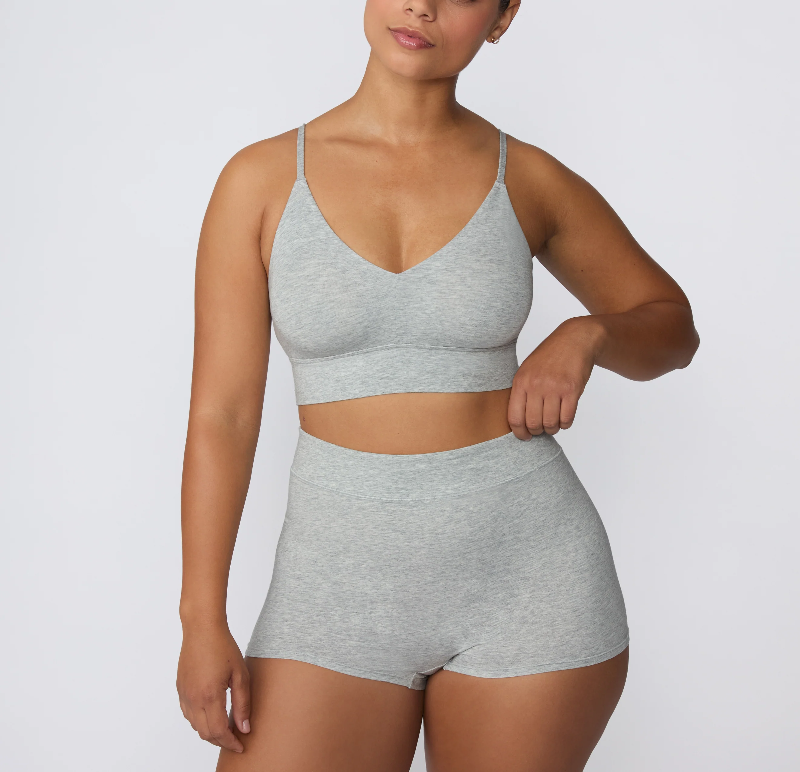 Cloud Cotton Highwaist Boyshort - Heather Grey - Image 3