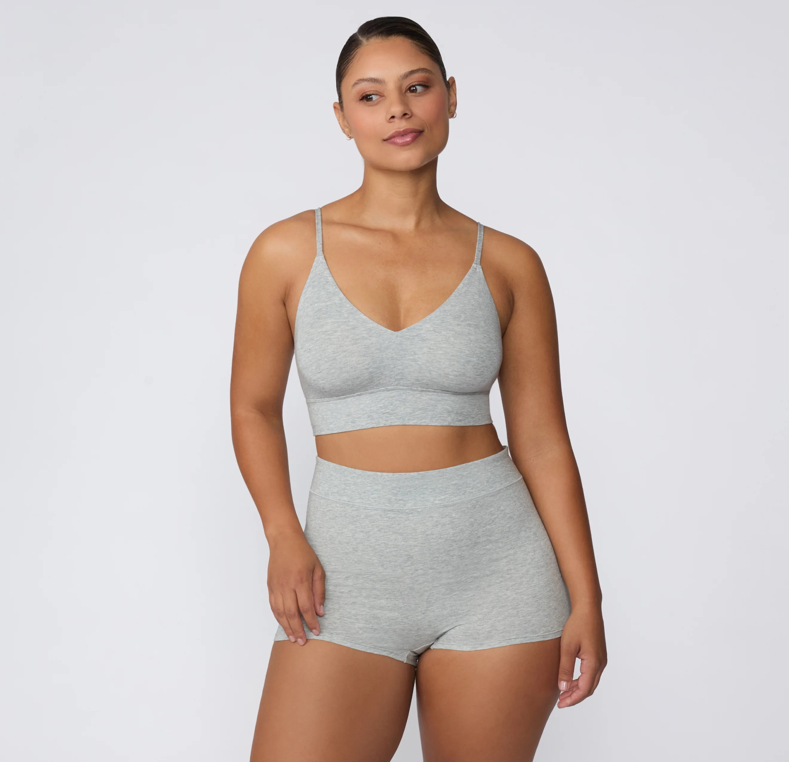 Cloud Cotton Highwaist Boyshort - Heather Grey - Image 5