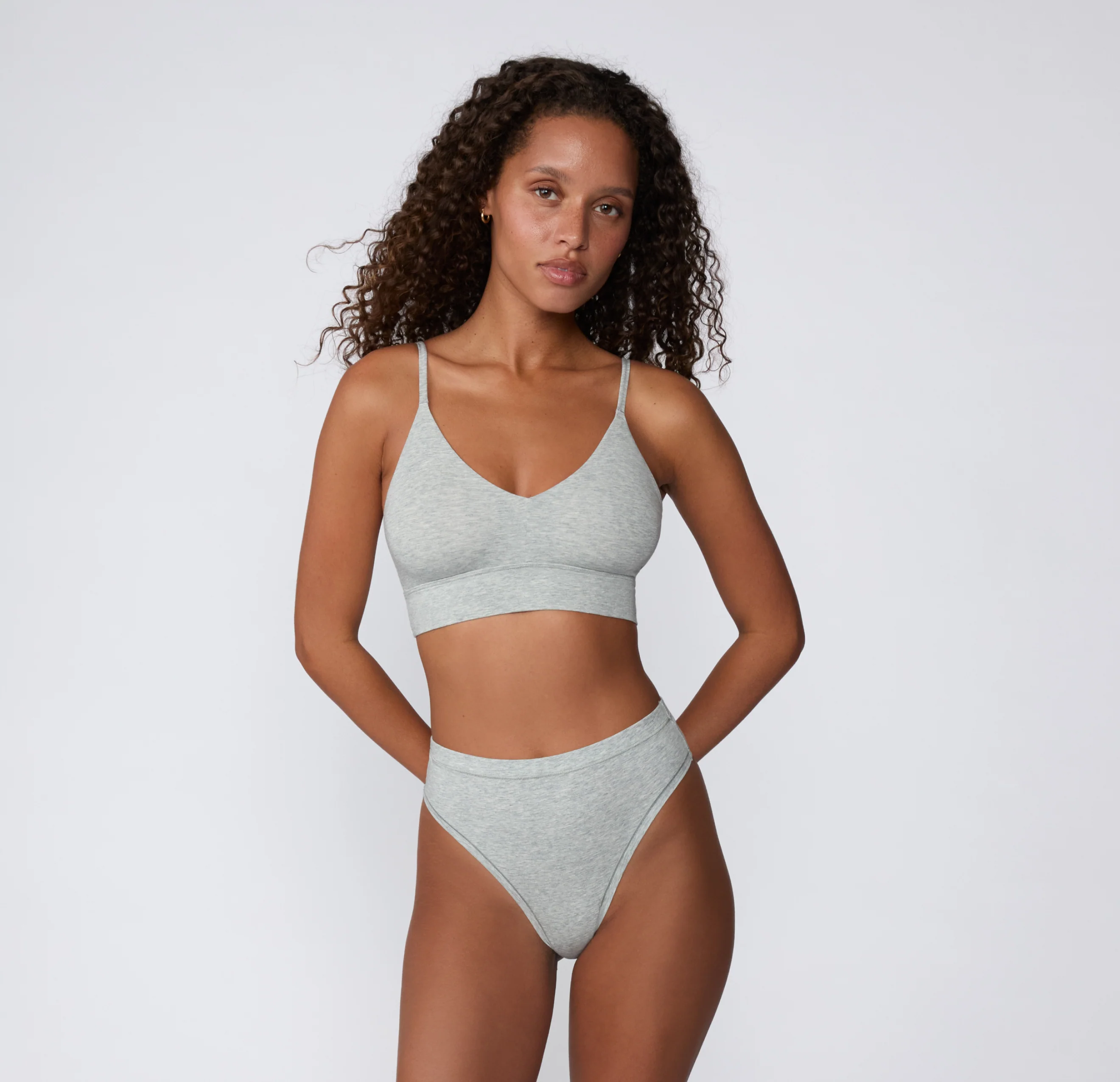 Cloud Cotton Highwaist Thong - Heather Grey - Image 5