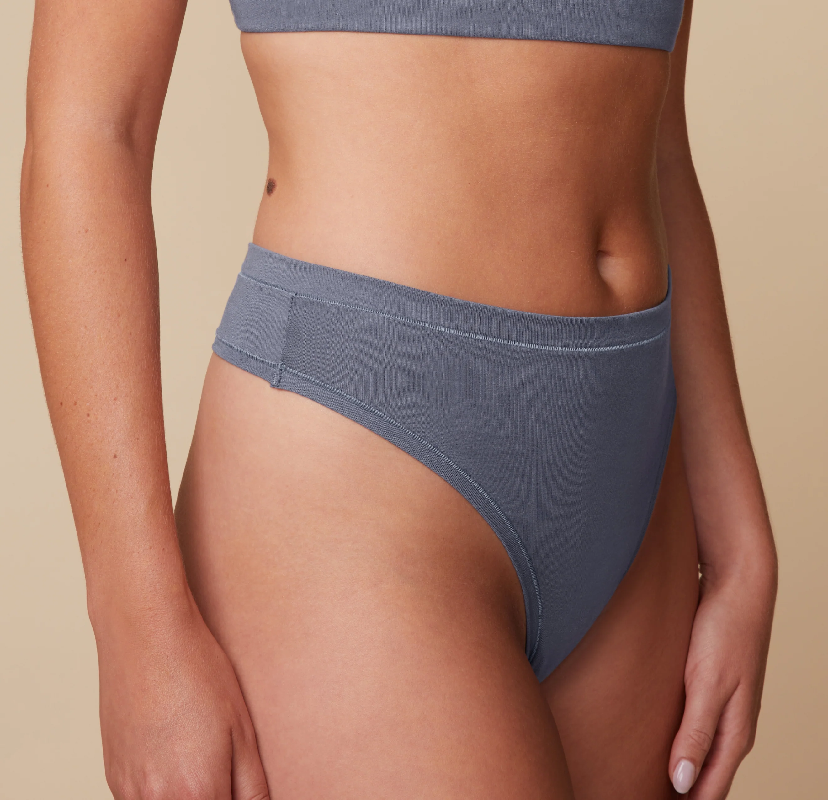 Cloud Cotton Highwaist Thong - Slate - Image 5