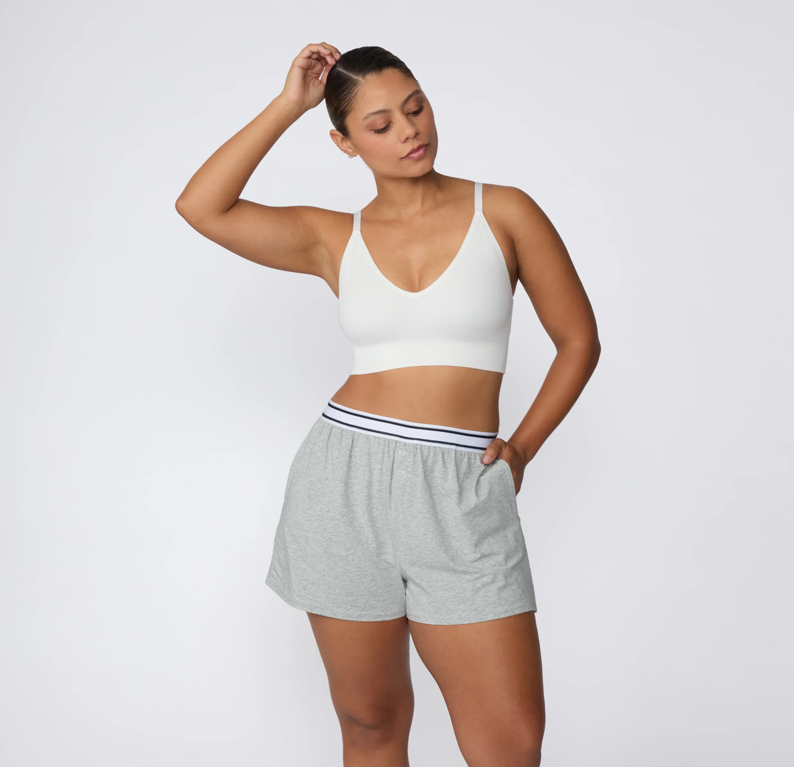 Cloud Cotton Pajama Shorts - Heather Grey - Image 5