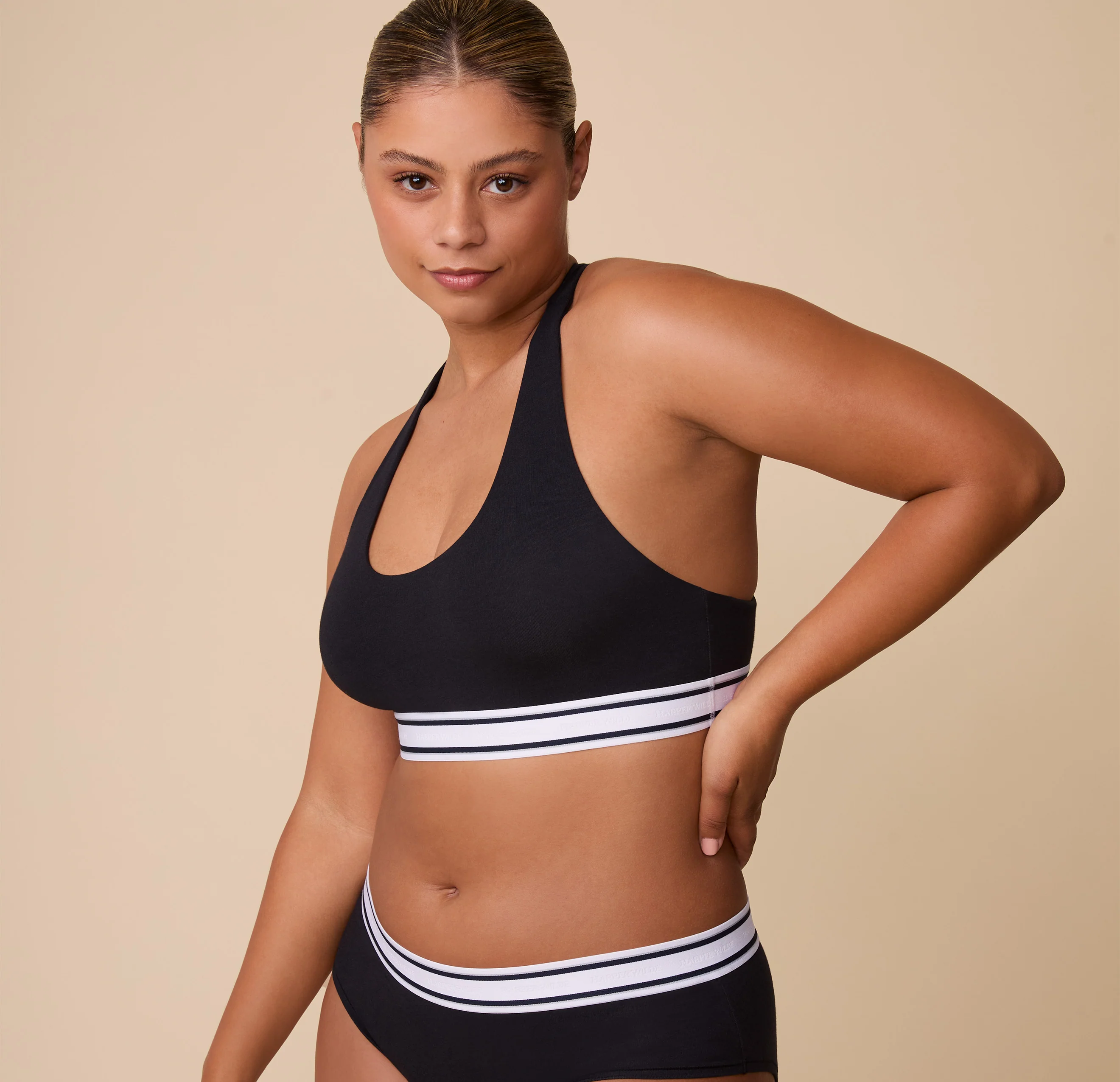Cloud Cotton Retro Racerback Bralette - Black - Image 3