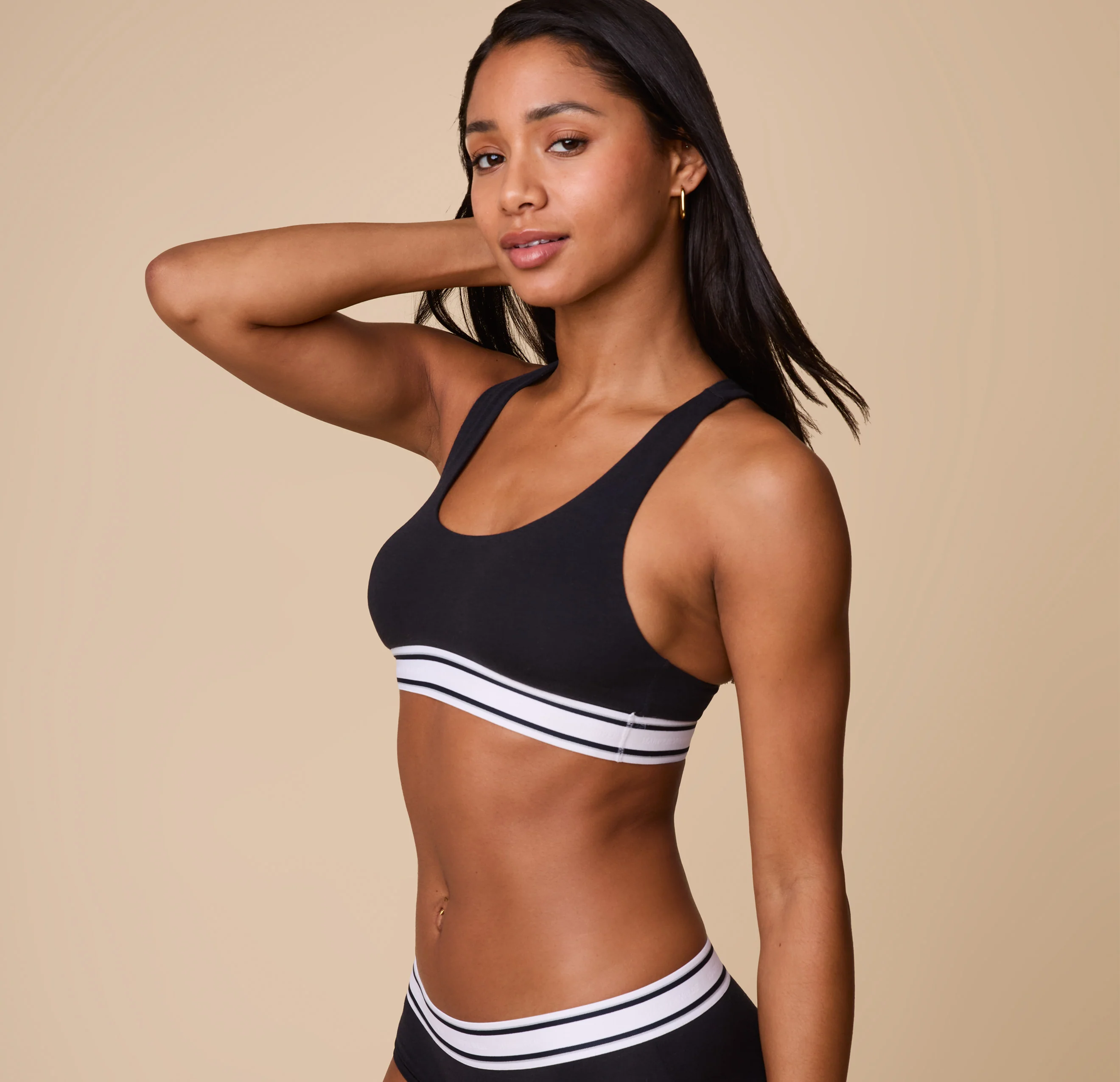 Cloud Cotton Retro Racerback Bralette - Black - Image 5