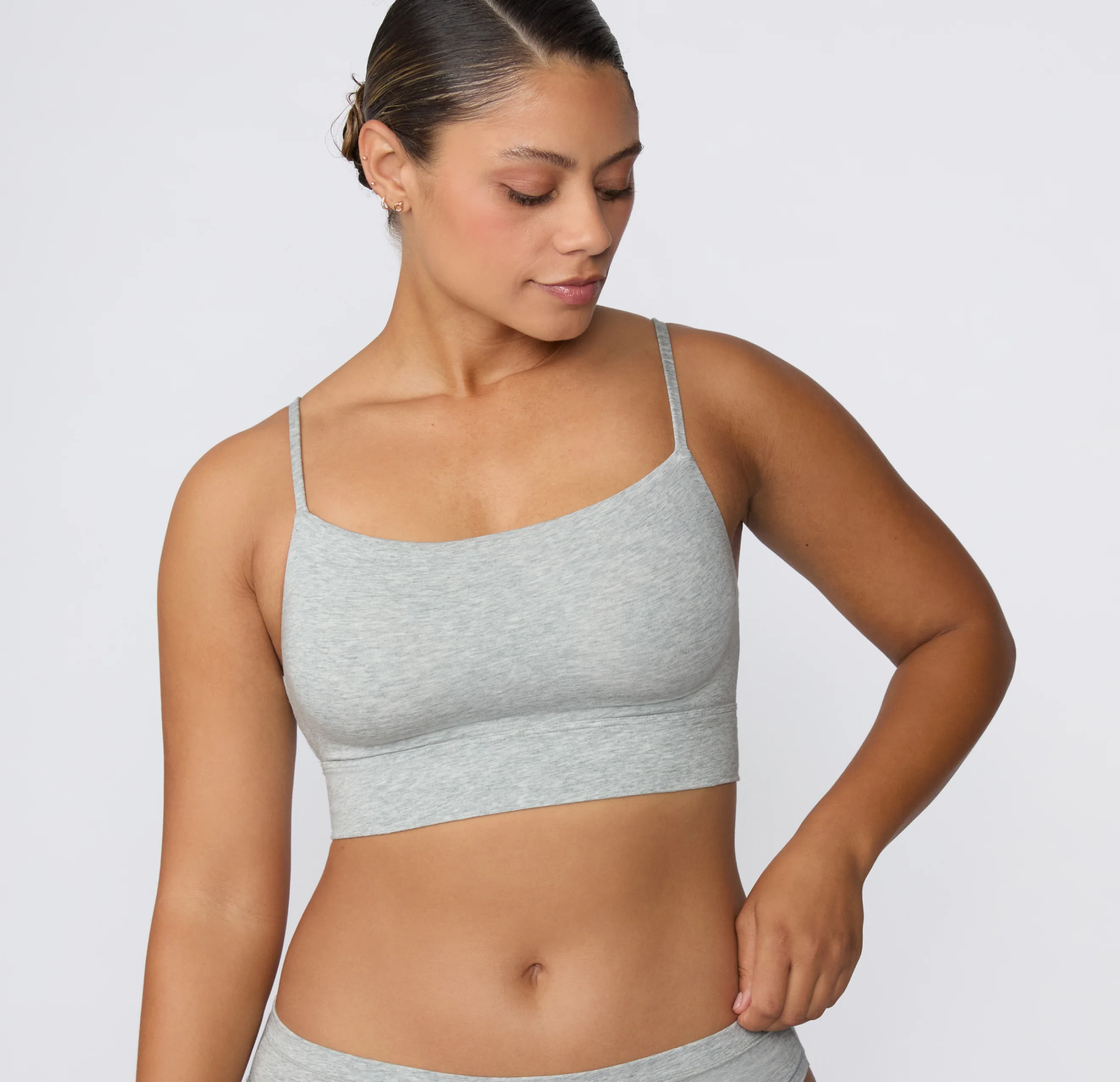 Cloud Cotton Thin Strap Bralette - Heather Grey - Image 10