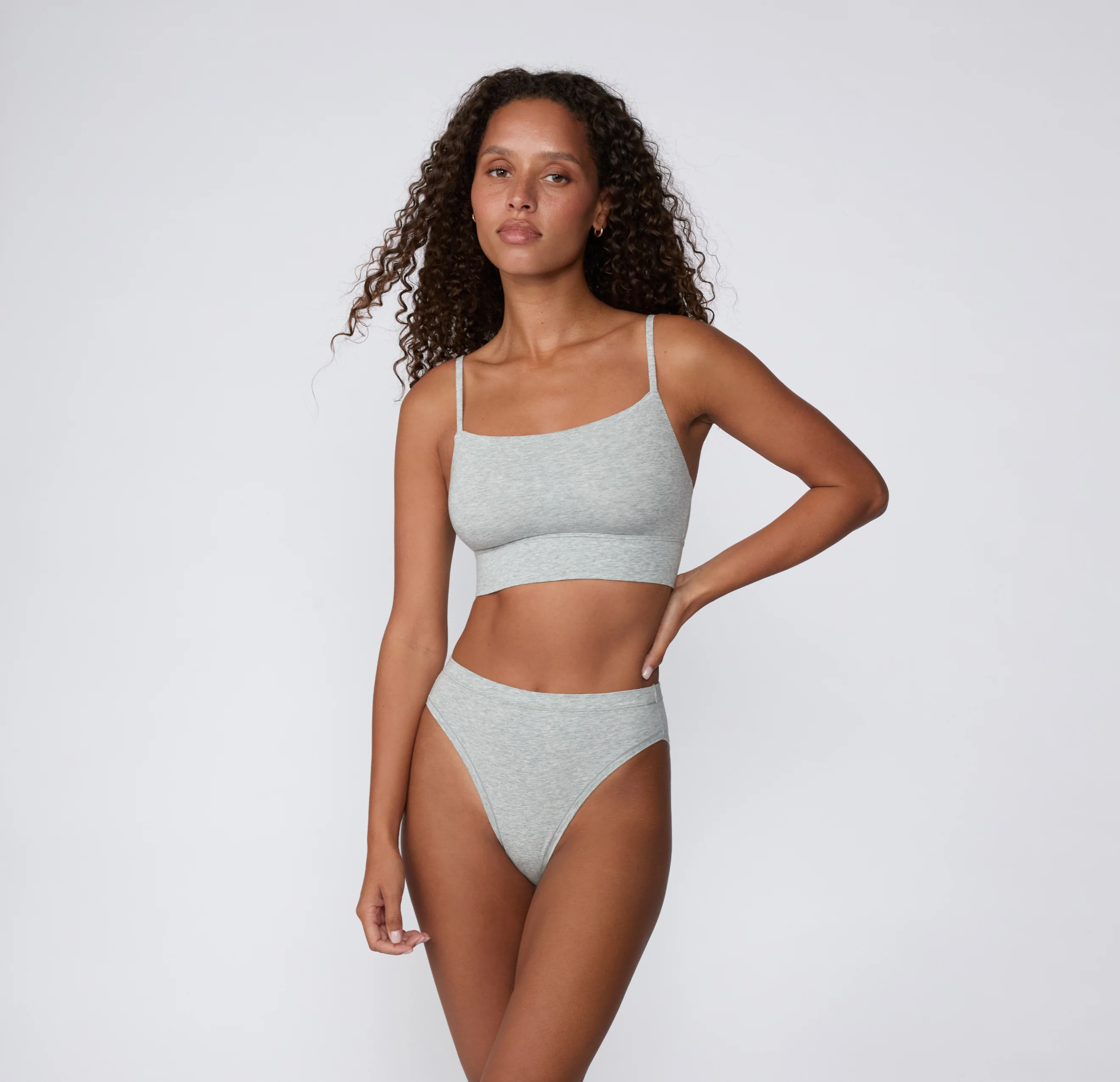 Cloud Cotton Thin Strap Bralette - Heather Grey - Image 6