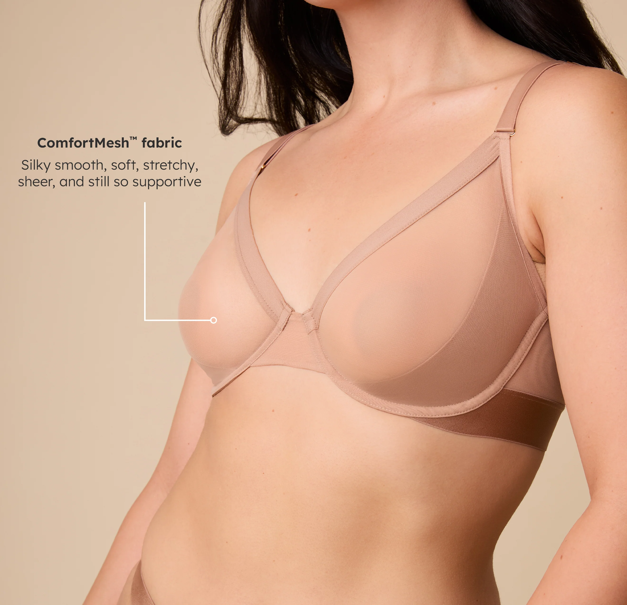 ComfortMesh™ Plunge Bra - Taupe - Image 8