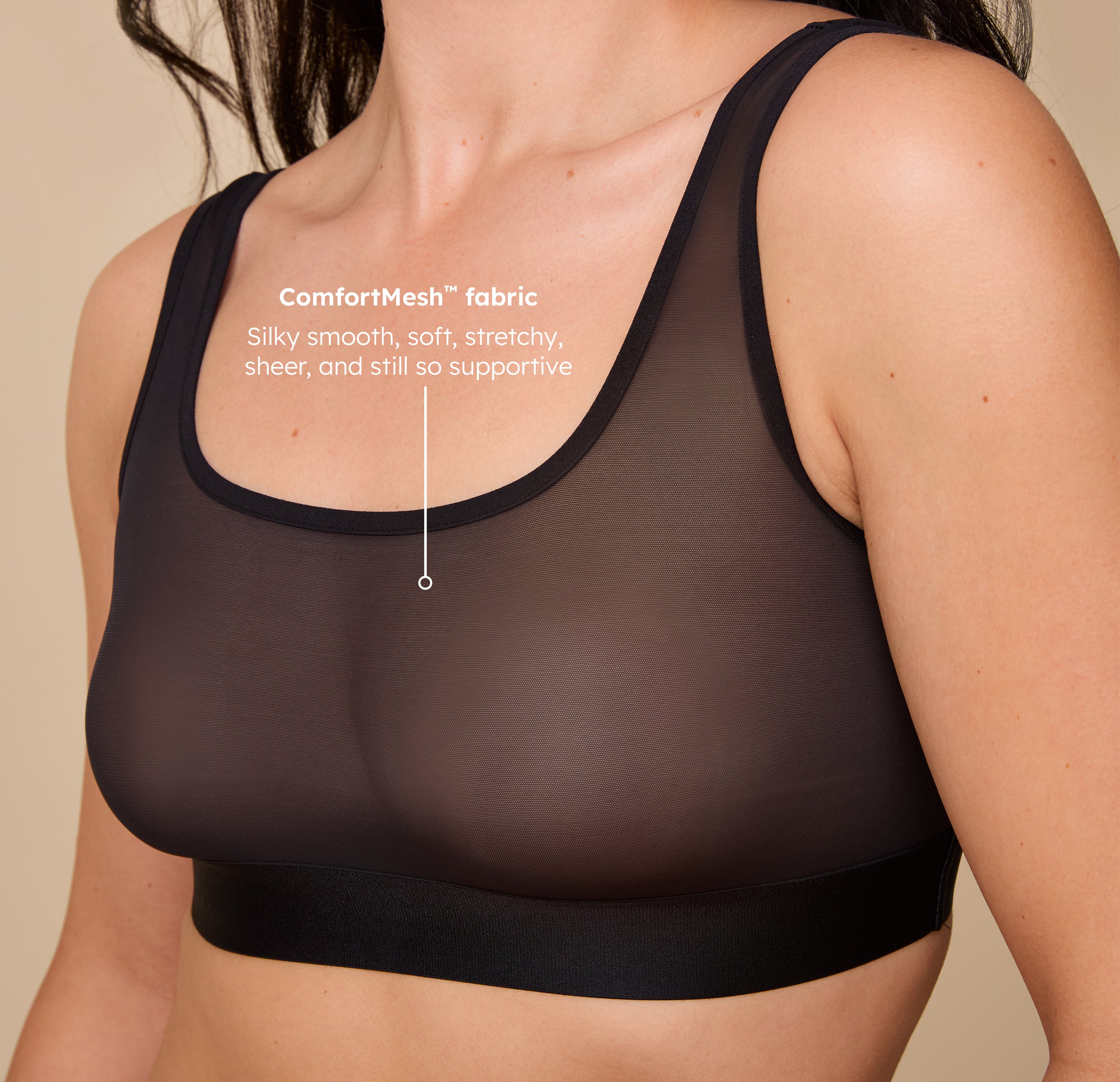 ComfortMesh™ Scoop Bralette - Black - Image 3