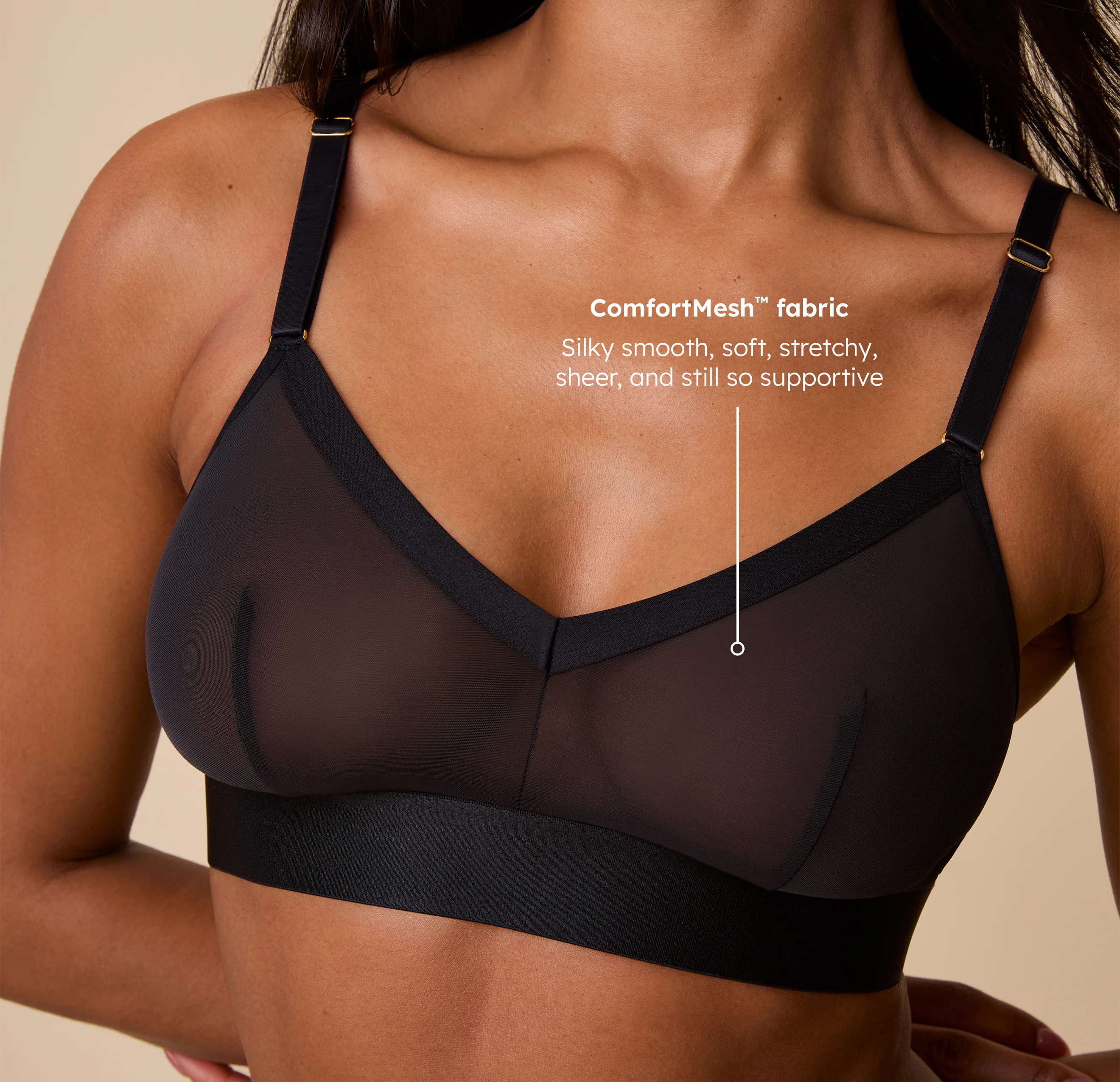 ComfortMesh™ Triangle Bralette - Black - Image 5