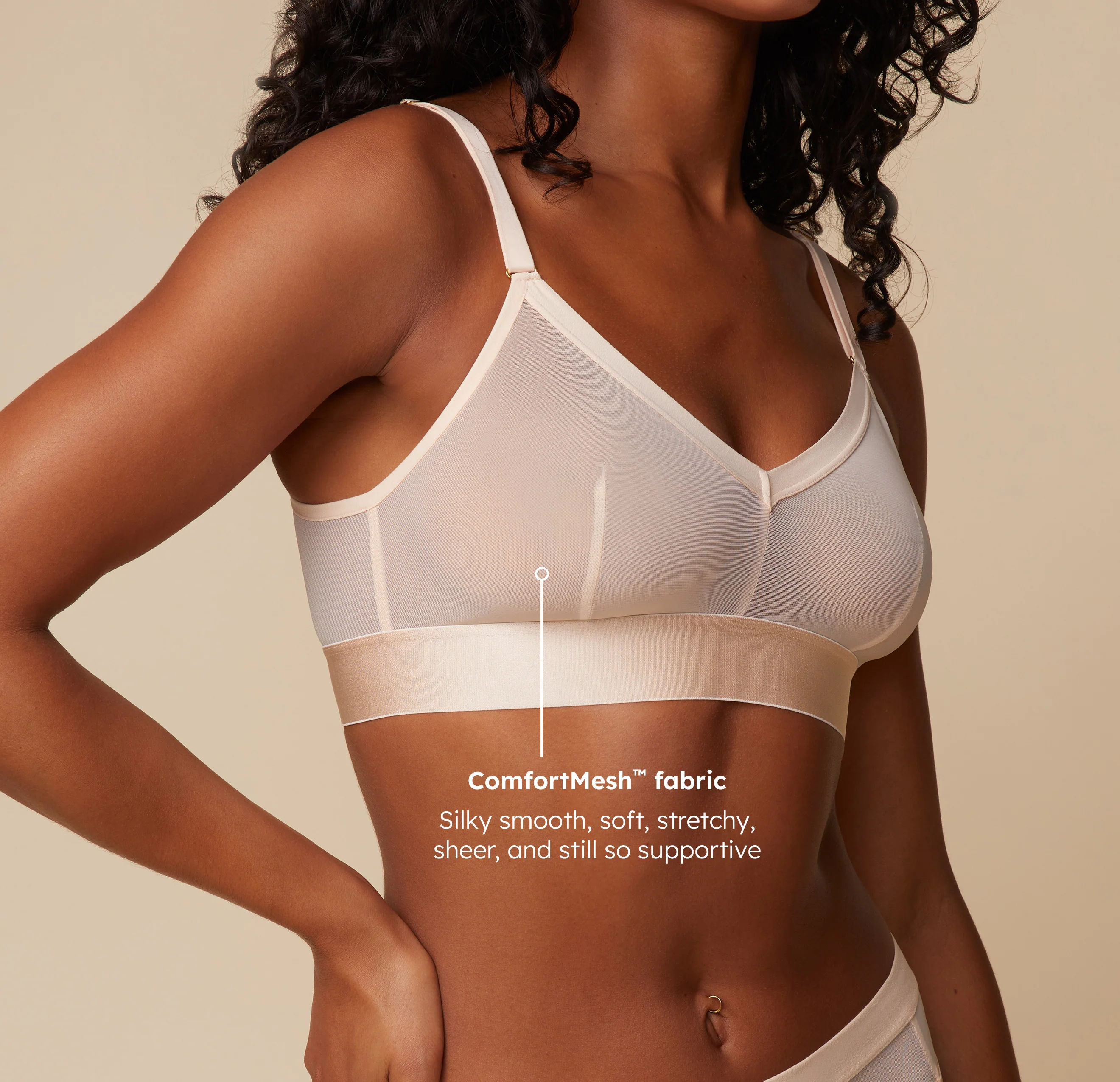 ComfortMesh™ Triangle Bralette - Pearl - Image 5
