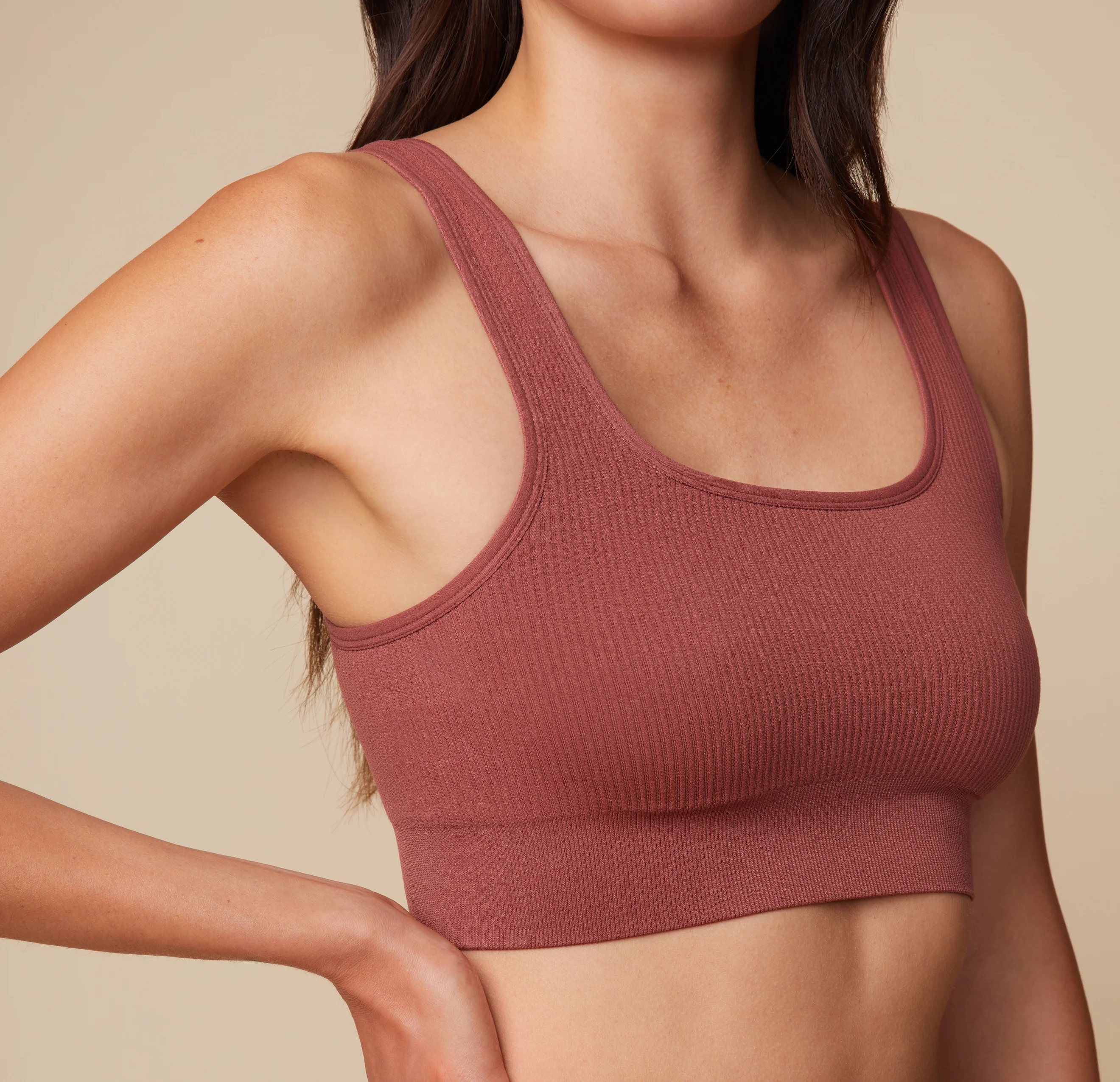 Lounge Rib Scoop Bralette - Clay - Image 4