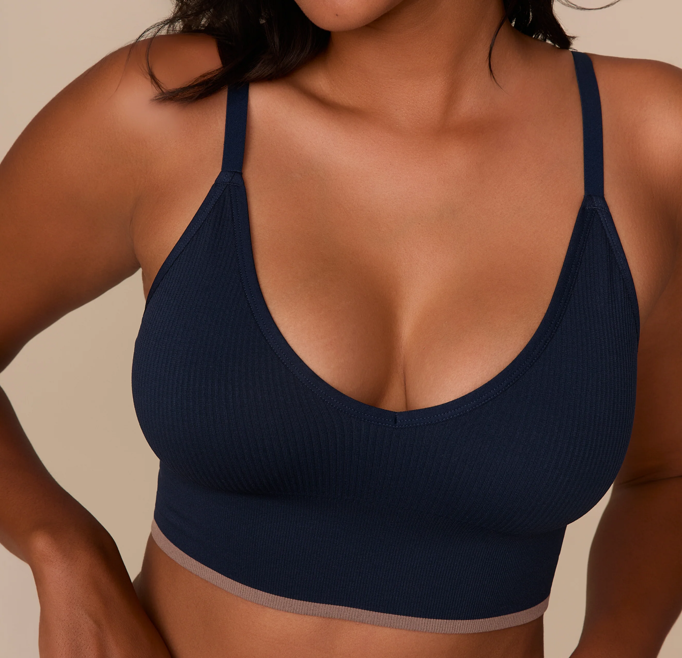 Lounge Rib Triangle Bralette - True Blue - Image 6