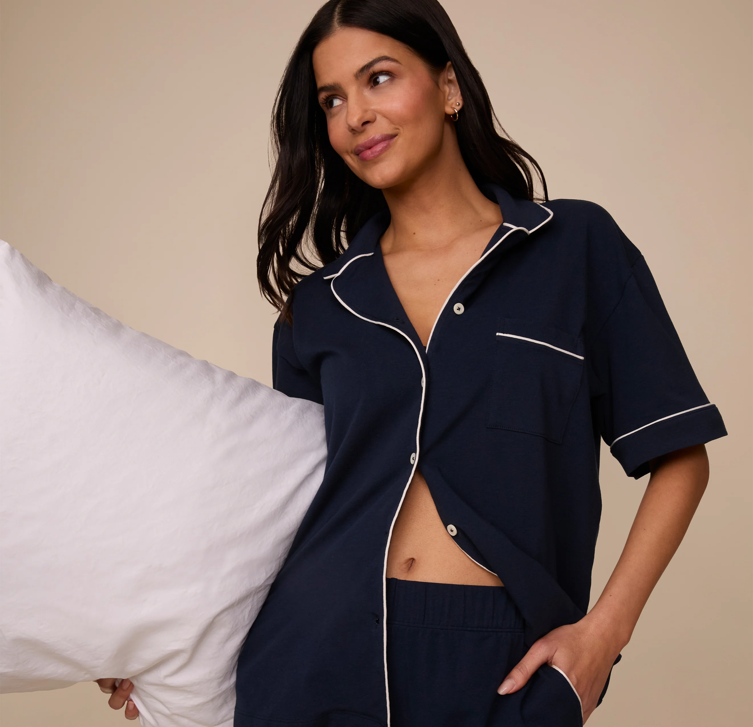 Perfect Pima Pajama Shirt - Navy - Image 8
