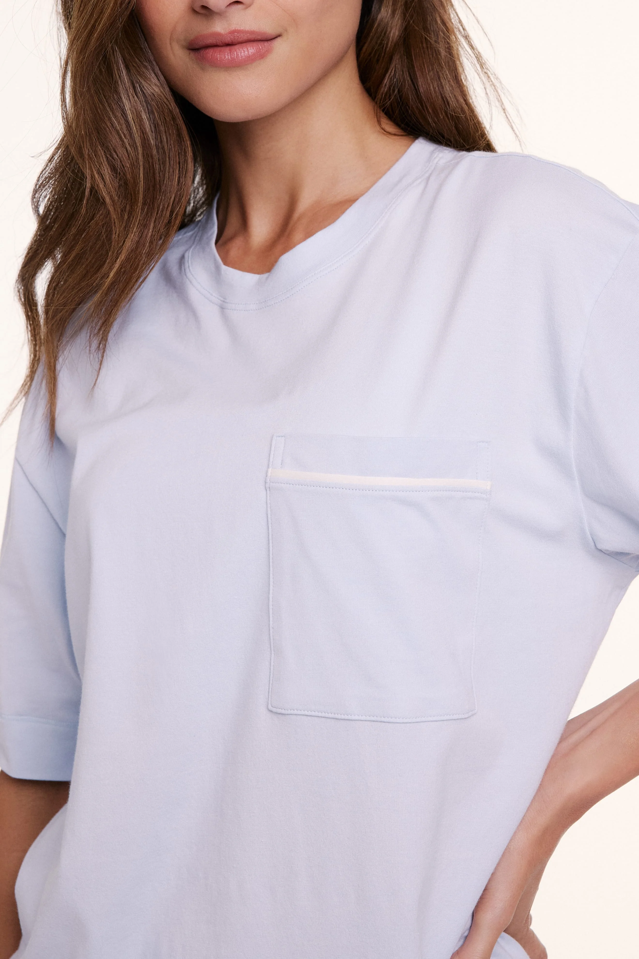 Perfect Pima Pajama Tee - Soft Blue - Image 3