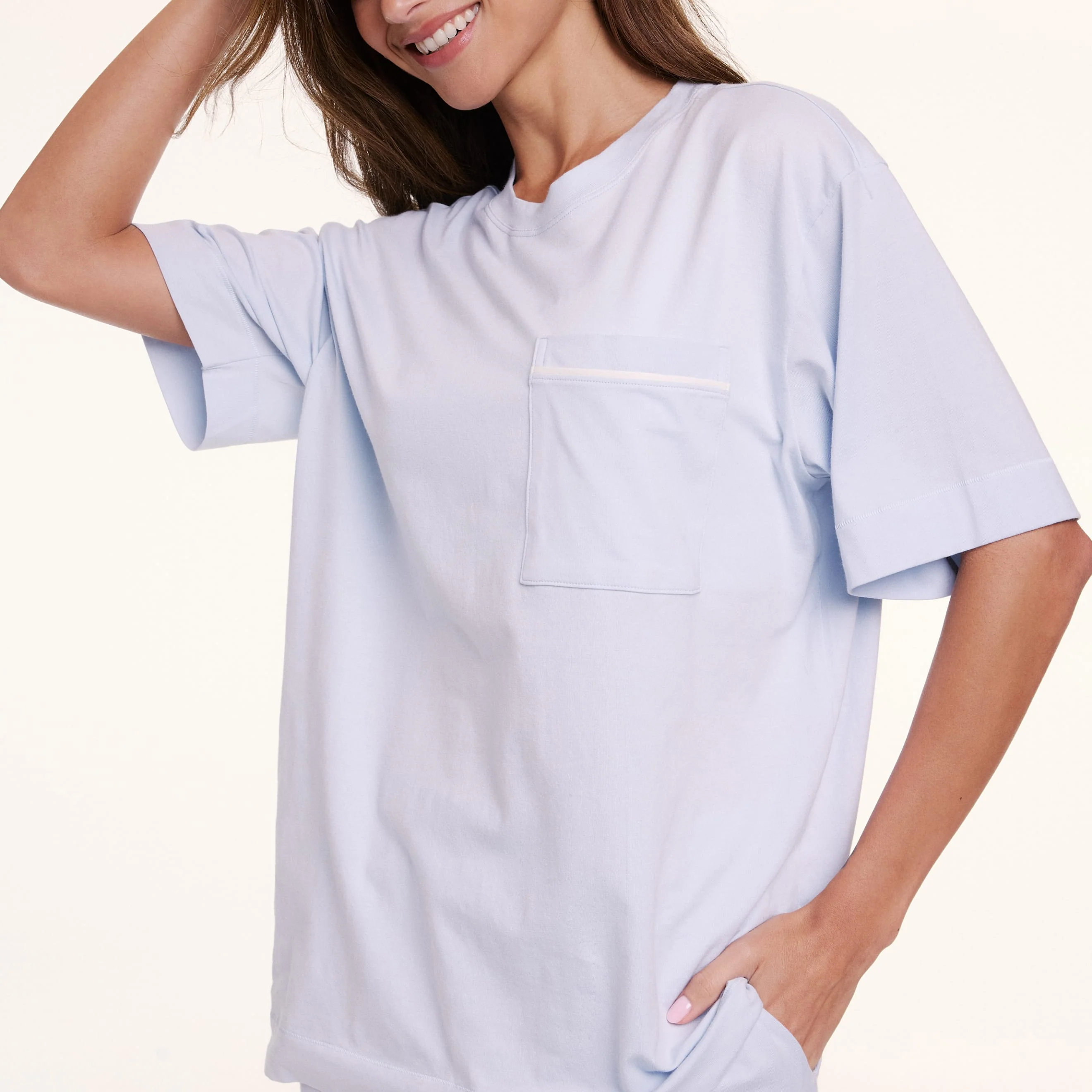 Perfect Pima Pajama Tee - Soft Blue - Image 6