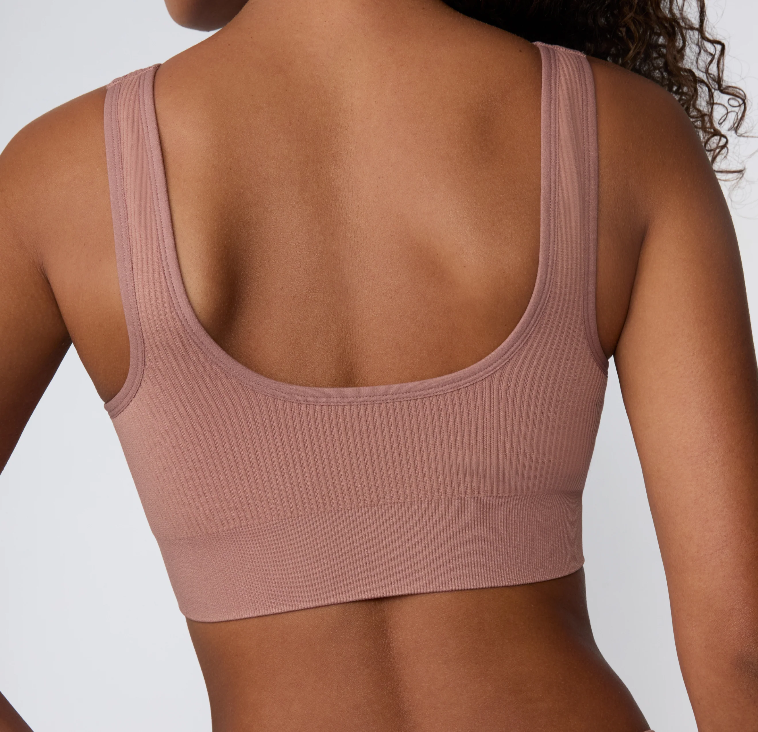Ribbed Seamless Scoop Bralette - Plum - Image 4