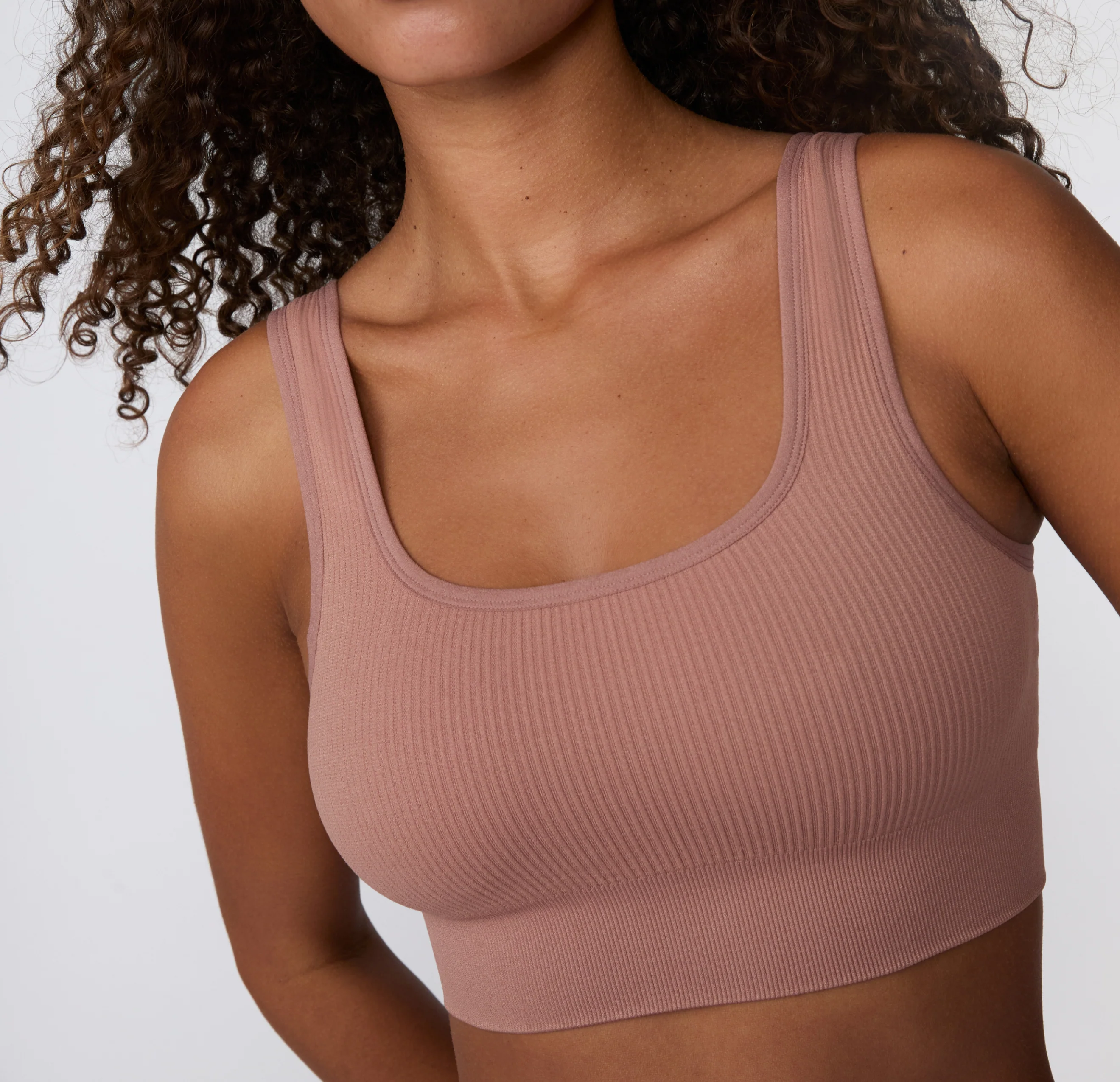 Ribbed Seamless Scoop Bralette - Plum - Image 5