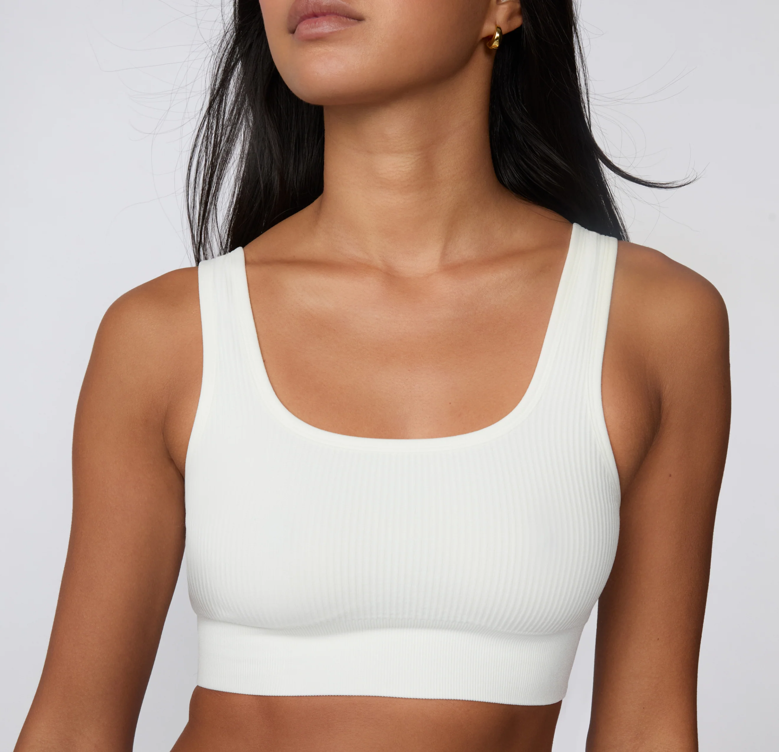 Ribbed Seamless Scoop Bralette - White - Image 5