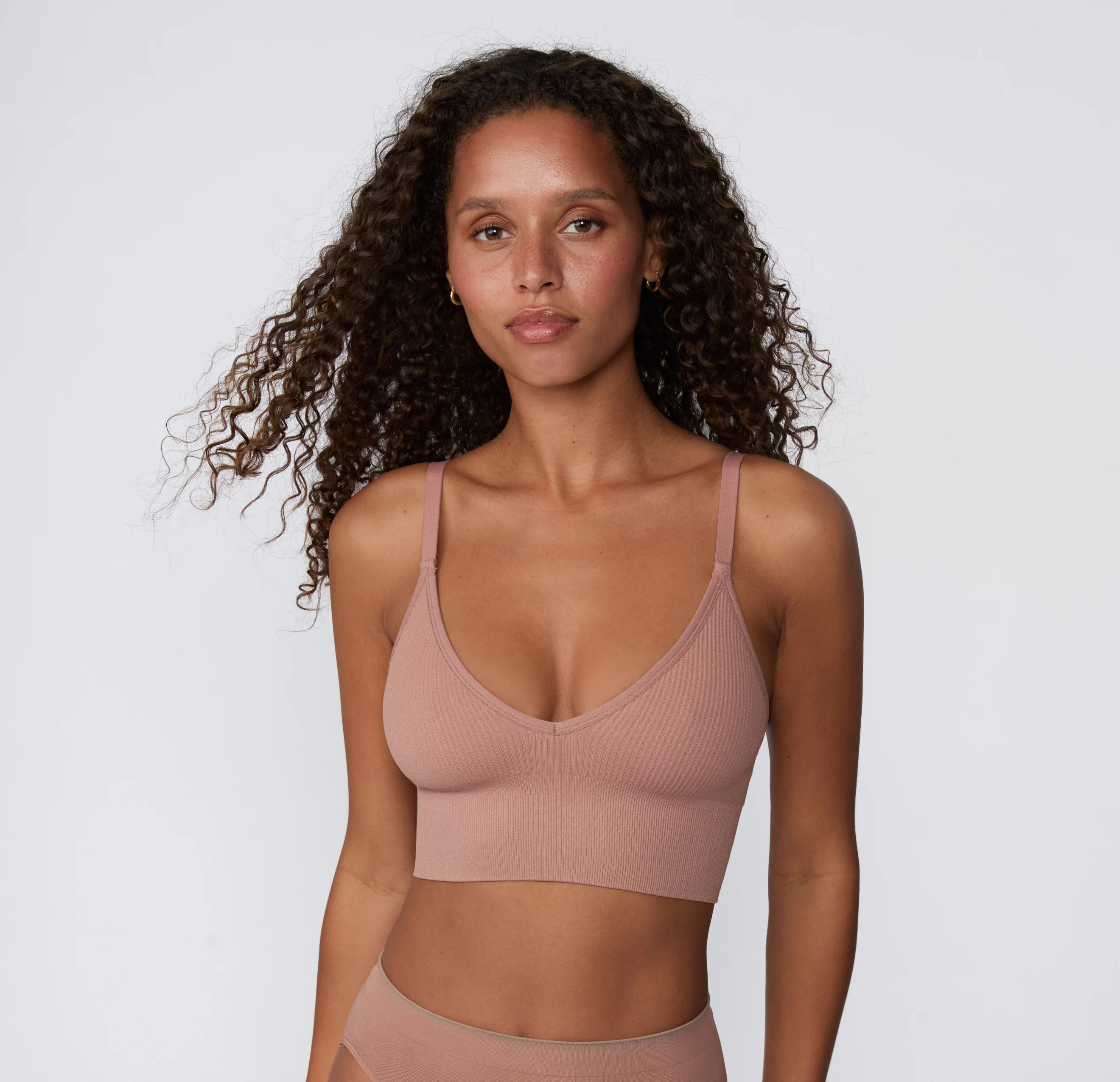 Ribbed Seamless Triangle Bralette - Plum - Image 5