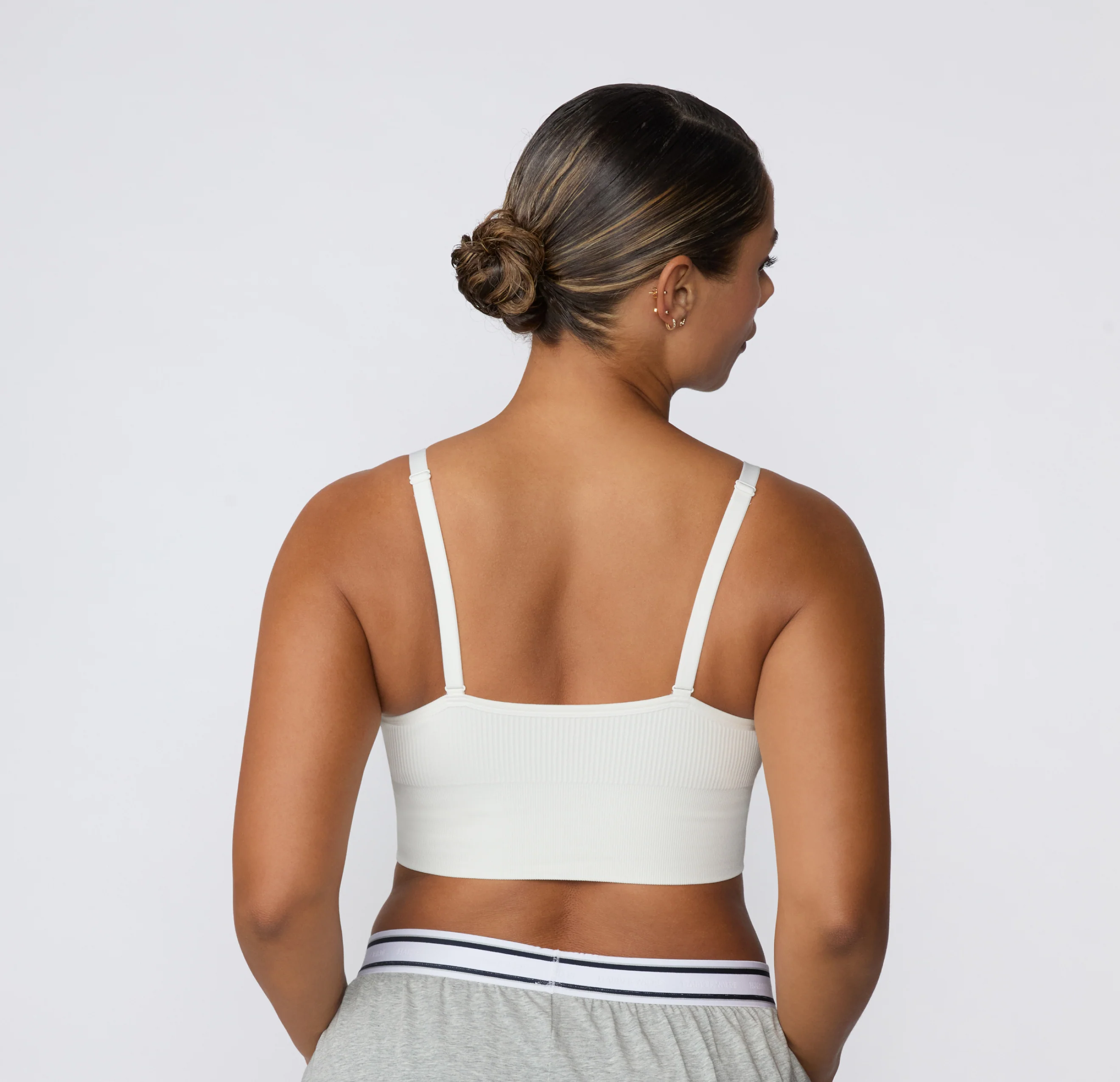 Ribbed Seamless Triangle Bralette - White - Image 7