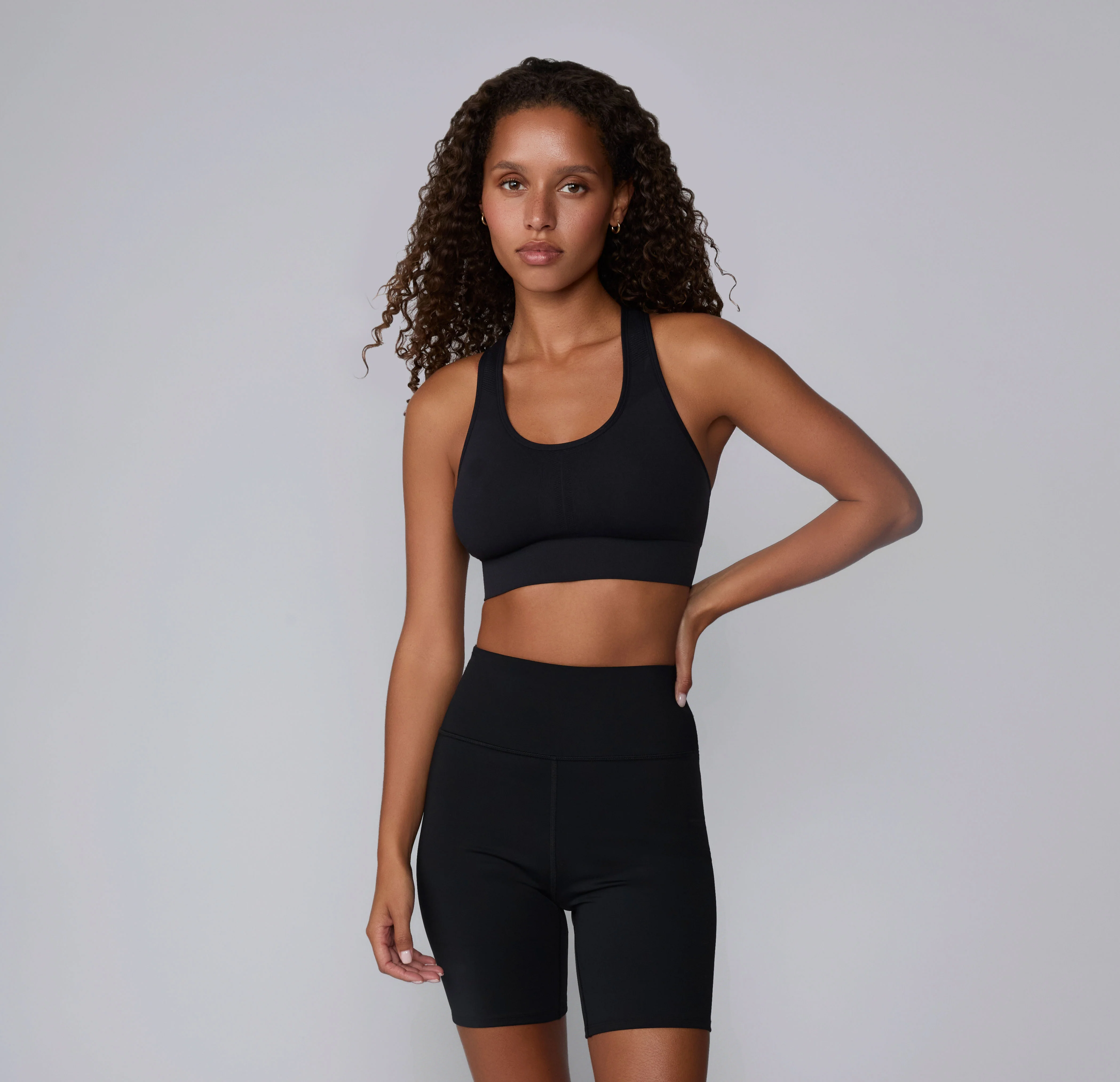 Seamless Racerback Sports Bra - Black - Image 3