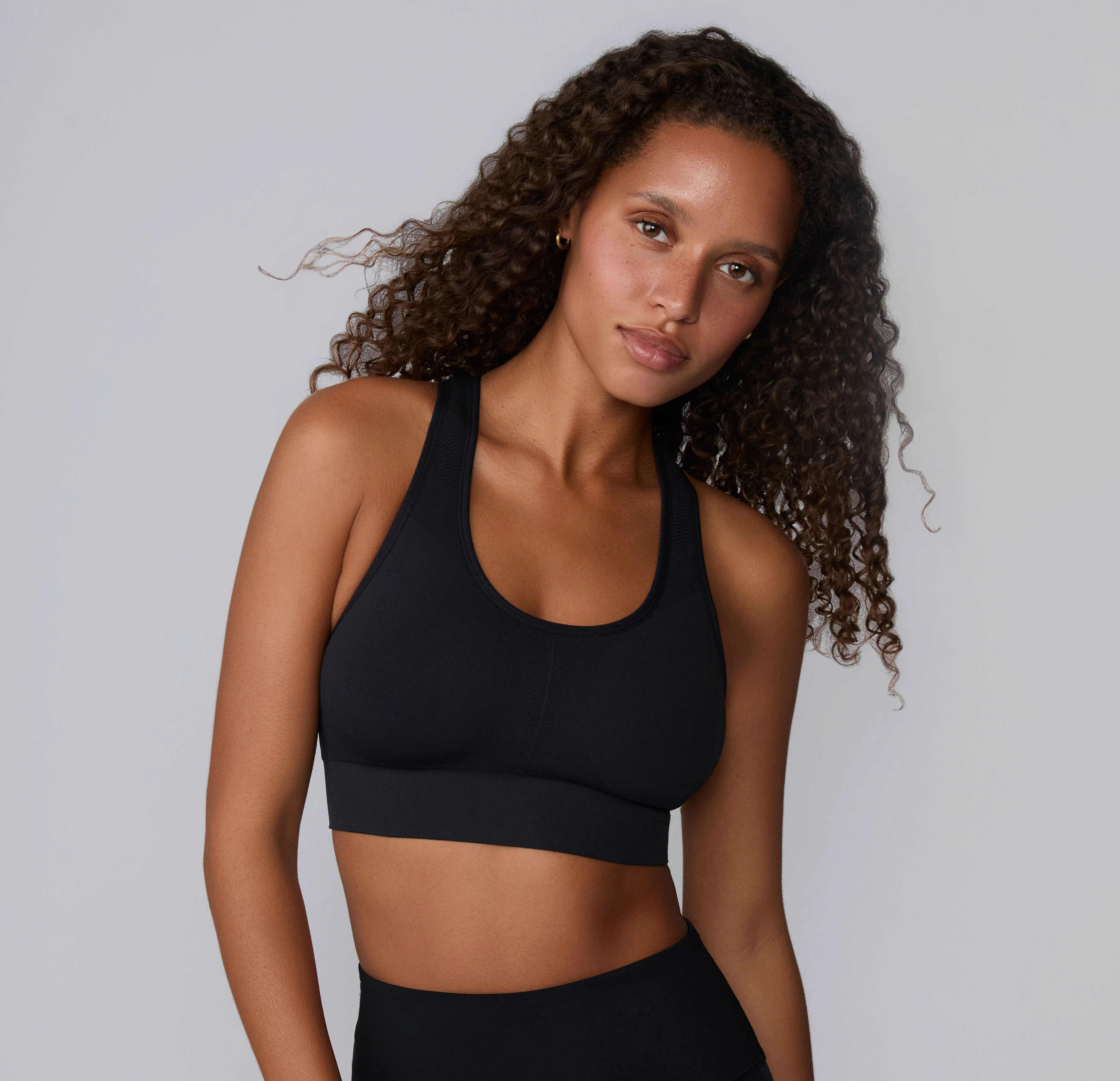 Seamless Racerback Sports Bra - Black - Image 4
