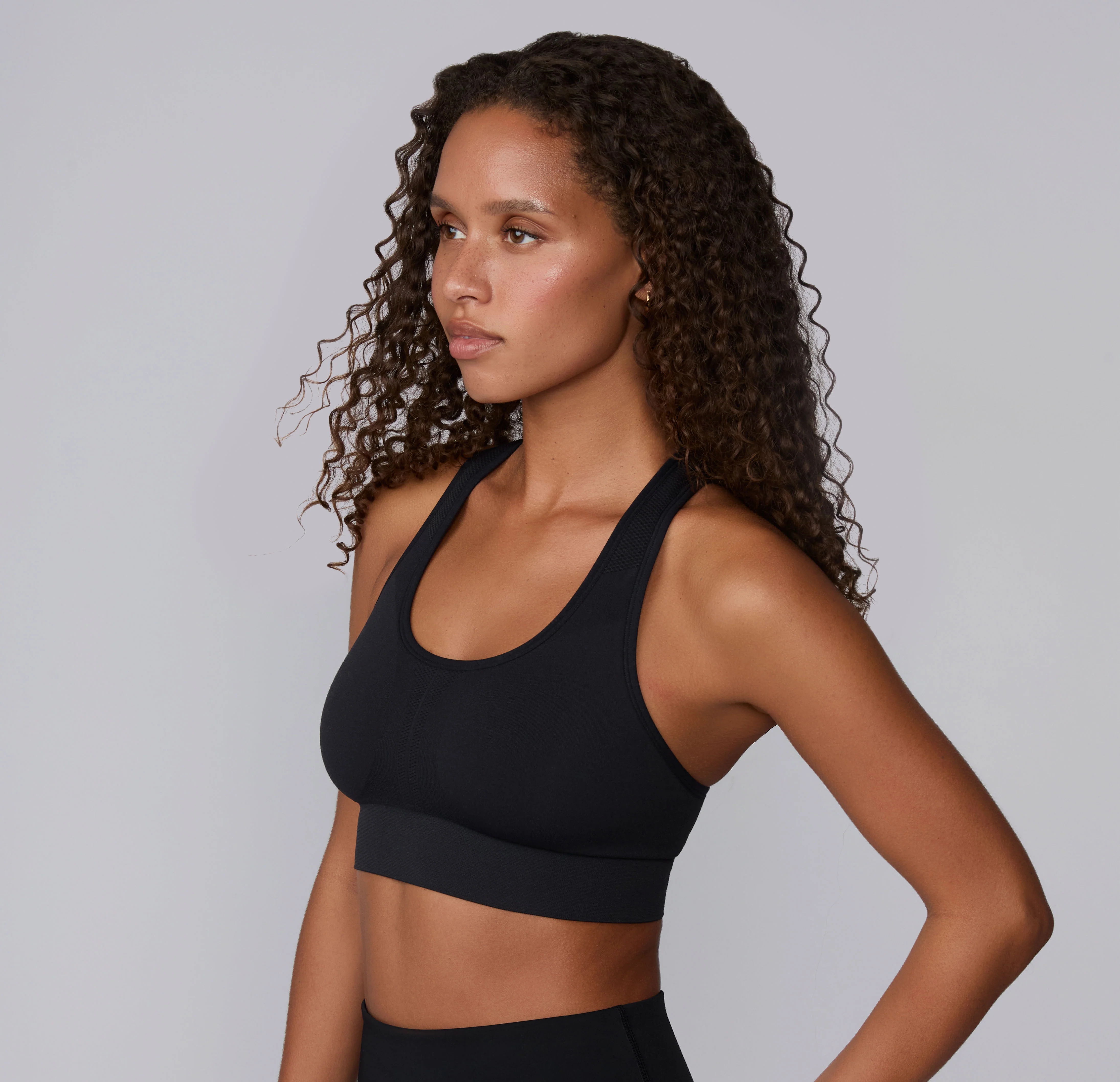 Seamless Racerback Sports Bra - Black - Image 5