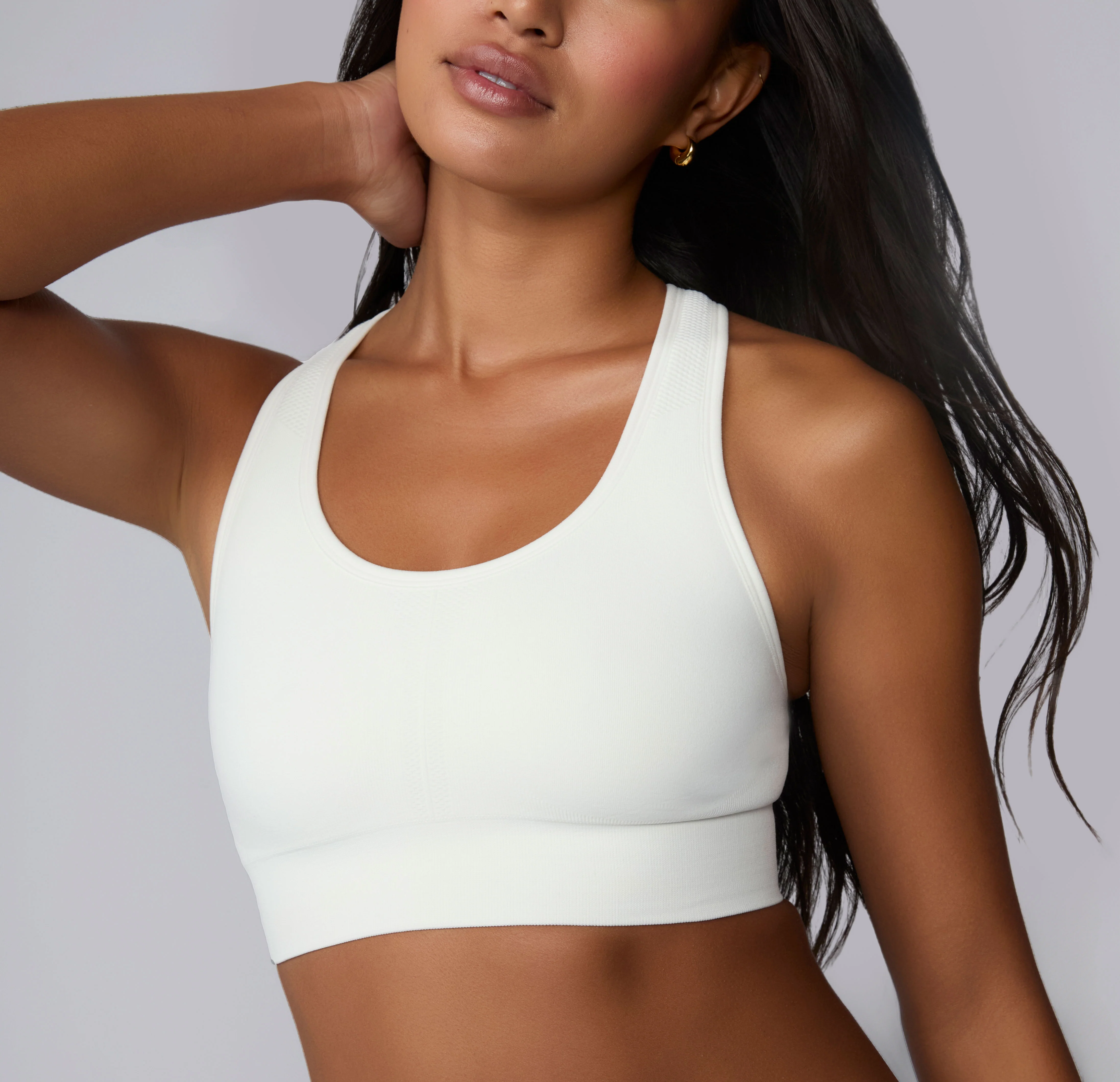 Seamless Racerback Sports Bra - White - Image 5